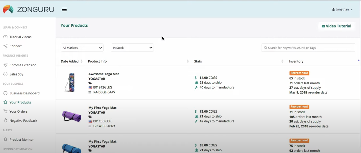 Zonguru Inventory Manager